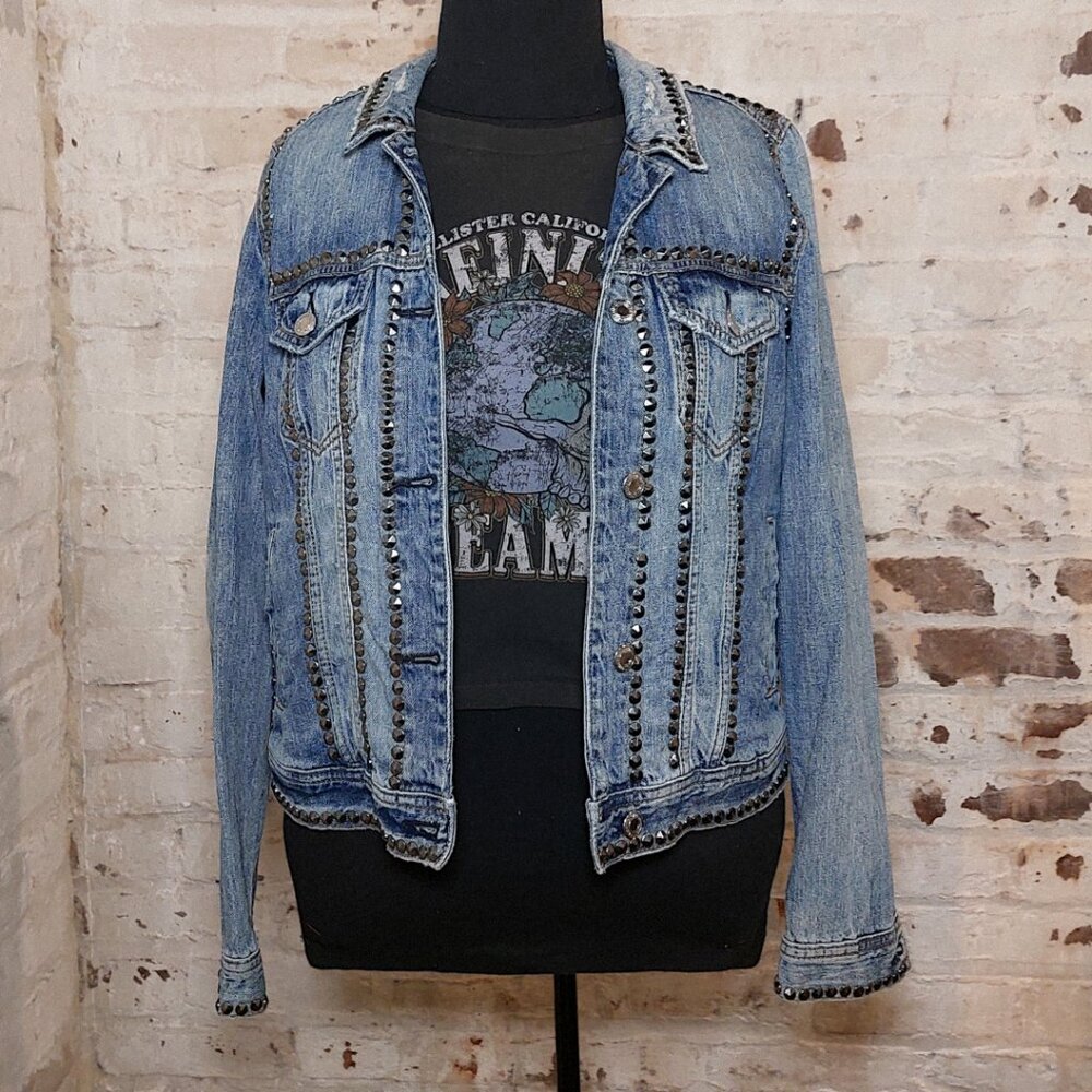 American Eagle Studded Distressed Denim Jacket